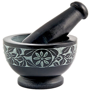 Floral Carved Mortar & Pestle