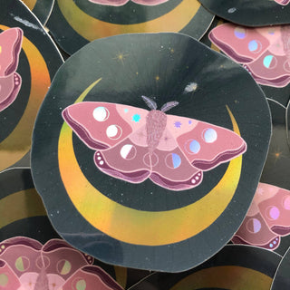 Mother of the Moon | Moonlight Moth Holographic Sticker