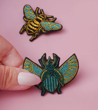 Egyptian Scarab Broach - Hand Embroidered