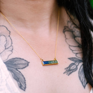 The Colorblock Gemstone Bar Pendant Necklace