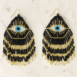 ZAD | Mystical Eye Seed Bead Fringe Earrings