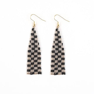 Altiplano | Delica Checkerboard Fringe Earrings  | Smoke