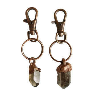 Crystal & Copper Keychain - Smokey Quartz