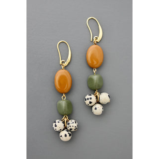 David Aubrey Jewelry | Jasper, serpentine, and Dalmatian cluster earrings
