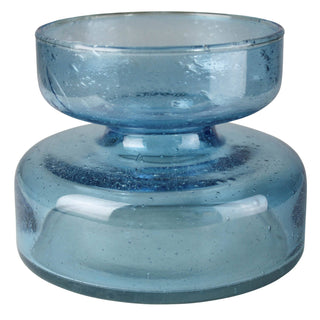 Seeded Glass Bulb Vase (Blue)