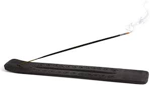 Black Carved Wood Boat Burner 10"L