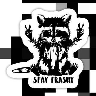 Ace the Pitmatian Co | Raccoon Stay Trashy Sticker
