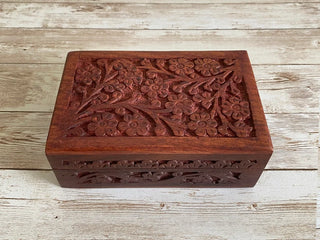 Floral Carved Wooden Box - 4x6