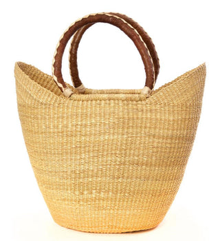 Swahili African Modern | Natural Wing Shopper Bag with Leather Handles