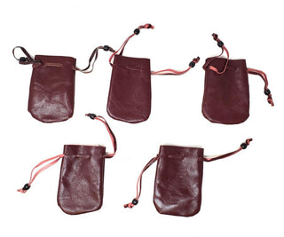 Leather Drawstring Bag/Pouch 3" x 2"